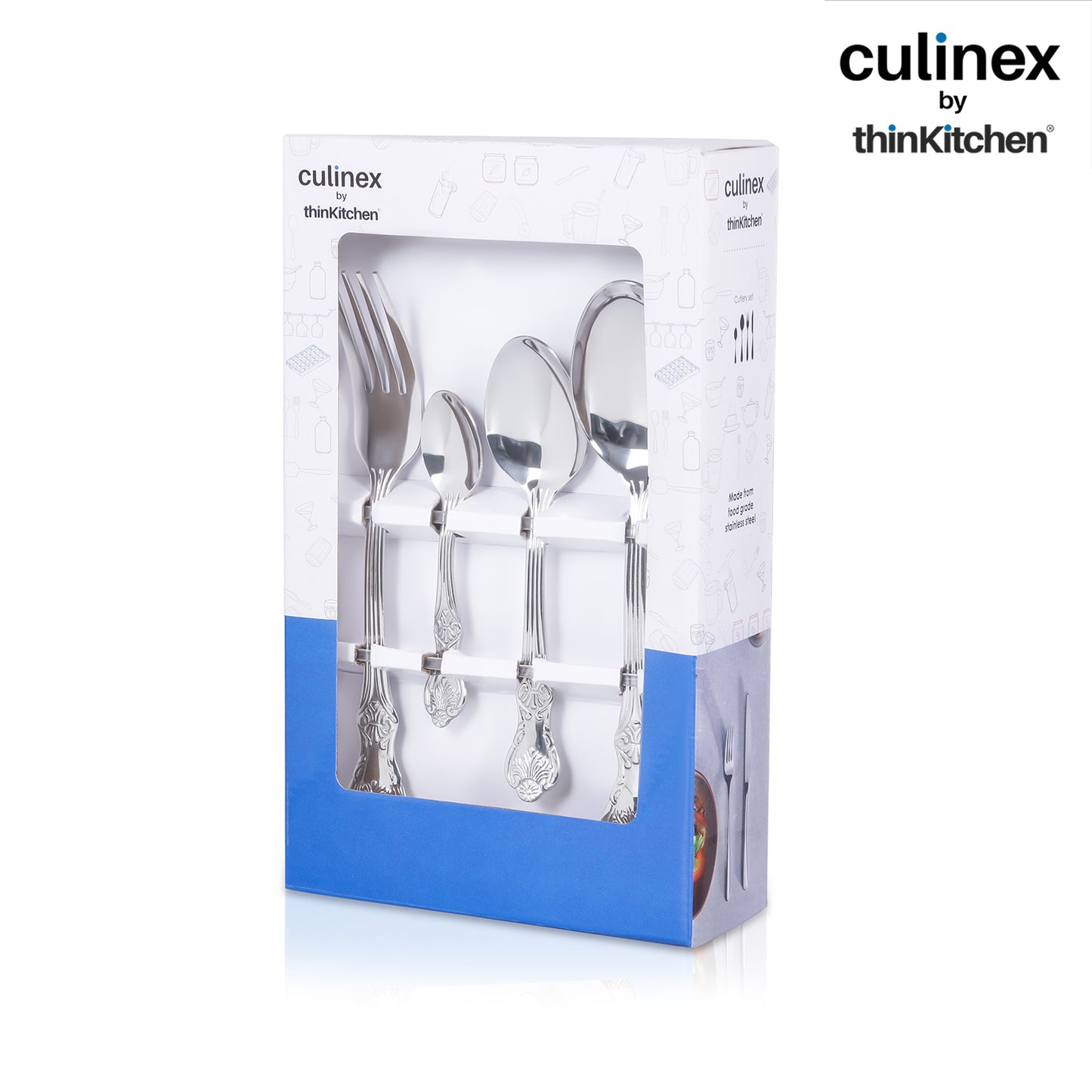 Culinex Stainless Steel 18/8, Premium 20-Piece Cutlery Set, Fest Classic| Luxury Silver Rustproof Flatware By thinKitchen