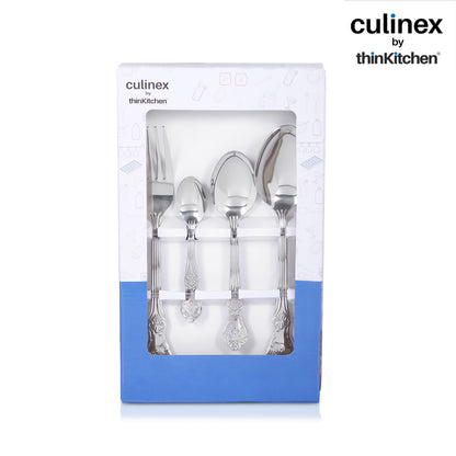Culinex Stainless Steel 18/8, Premium 20-Piece Cutlery Set, Fest Classic| Luxury Silver Rustproof Flatware By thinKitchen