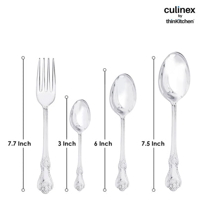 Culinex Premium Stainless Steel 18/8, 20-Piece Cutlery Set, Fest Classic|Set of 2 Service Spoon, 6 All purpose Spoon, Fork and Tea Spoon, Luxury Silver Rustproof Flatware By thinKitchen