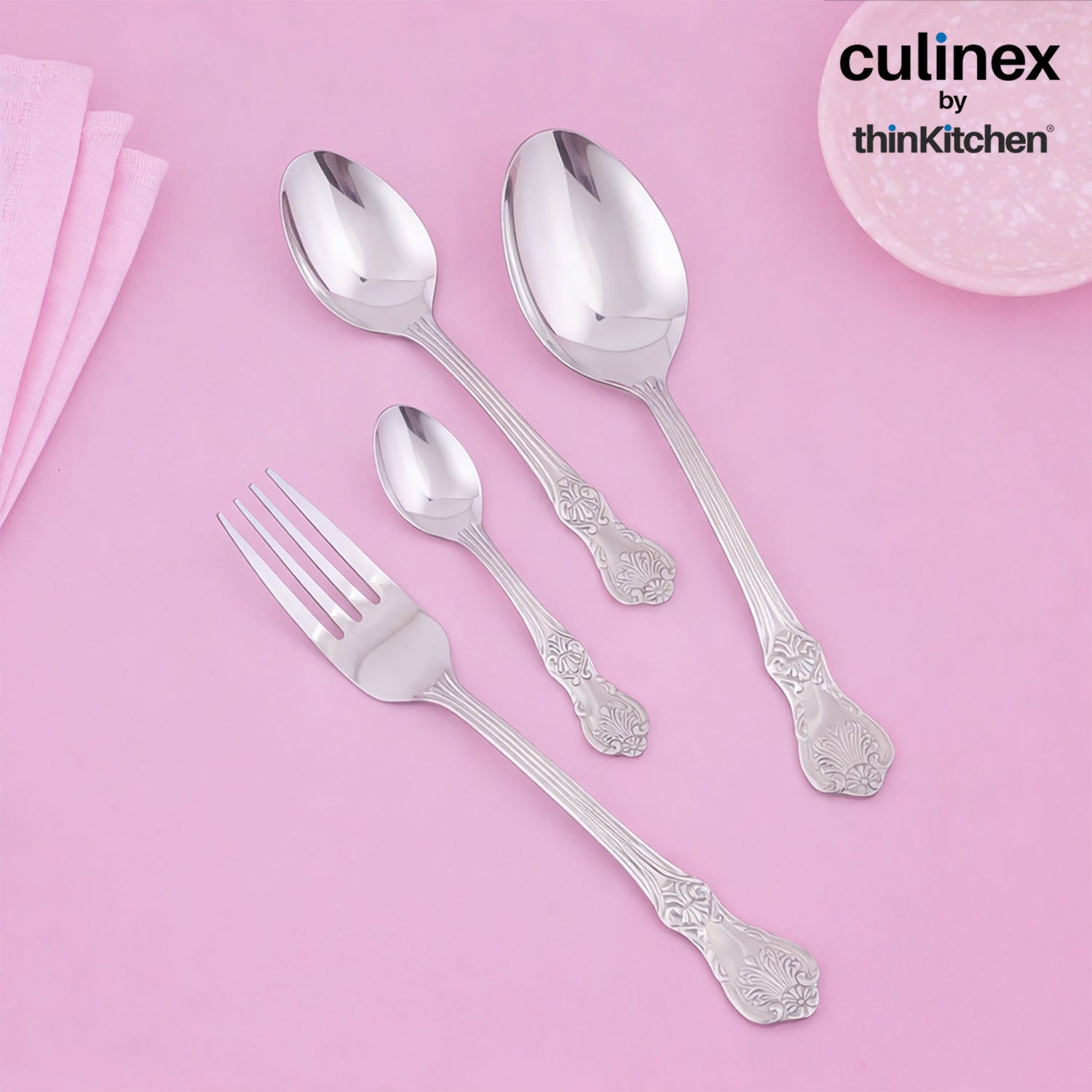 Culinex Stainless Steel 18/8, Premium 20-Piece Cutlery Set, Fest Classic| Luxury Silver Rustproof Flatware By thinKitchen - 1