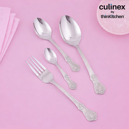 Culinex Stainless Steel 18/8, Premium 20-Piece Cutlery Set, Fest Classic| Luxury Silver Rustproof Flatware By thinKitchen