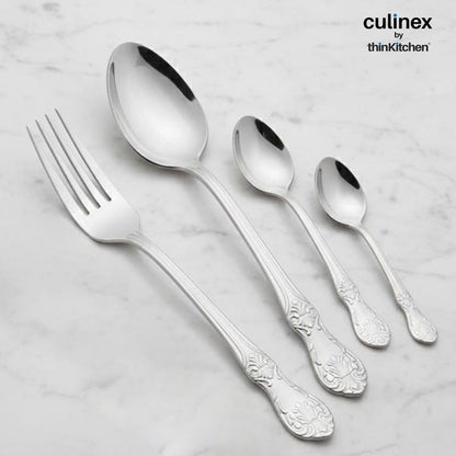 Culinex Premium Stainless Steel 18/8, 20-Piece Cutlery Set, Fest Classic|Set of 2 Service Spoon, 6 All purpose Spoon, Fork and Tea Spoon, Luxury Silver Rustproof Flatware By thinKitchen