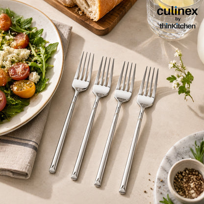 Culinex Nova 4 Pc Premium 7" Stainless Steel Fork Set, 18/8 Steel | All Purpose Table & Dinner Forks