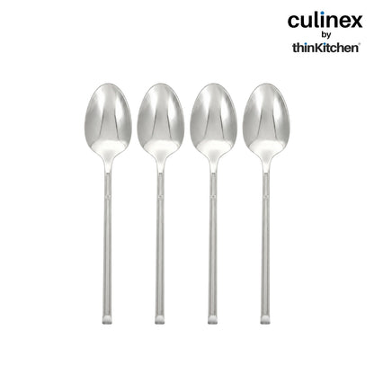 Culinex Nova 4 Pc Premium 7" Dining Spoon Set, 18/8 Stainless Steel | Table & Dinner Spoons for Kitchen