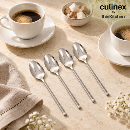 Culinex Nova 4 Pc Premium 7" Dining Spoon Set, 18/8 Stainless Steel | Table & Dinner Spoons for Kitchen