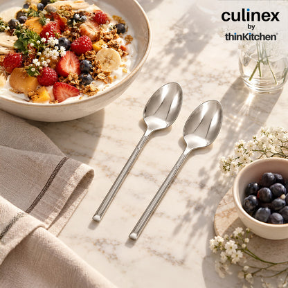 Culinex Nova 2 Pc Premium 8" Serving Spoons, 18/8 Stainless Steel | Food, Rice & Curry Serving Spoon Set