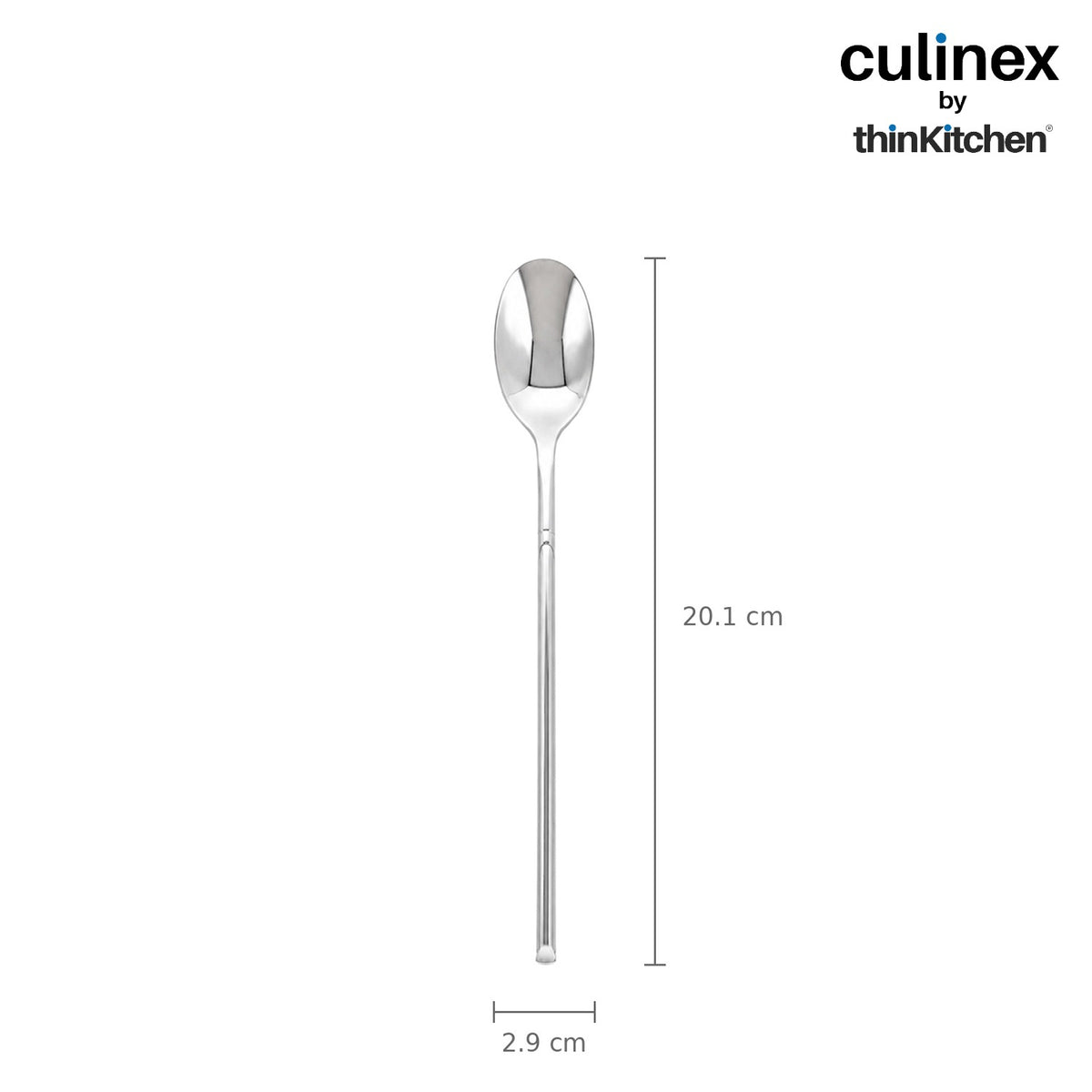 Culinex Nova 2 Pc Premium 8" Iced Tea Spoons, 18/8 Stainless Steel Long Handle Coffee, Tea & Cocktail Stirring Spoons