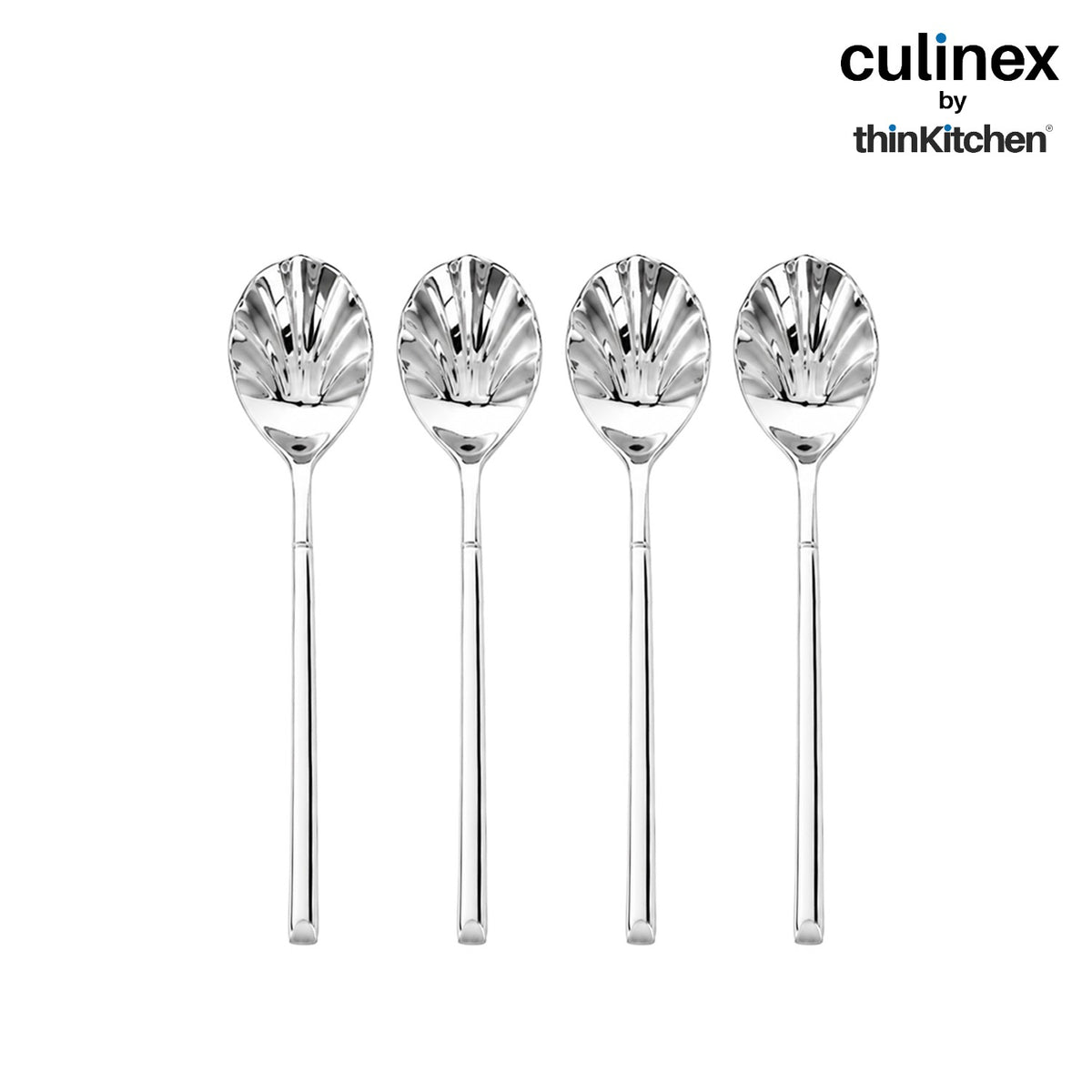 Culinex Nova 4 Pc Premium 6" Sugar Spoon Set, 18/8 Stainless Steel Small Dessert Spoons - 2