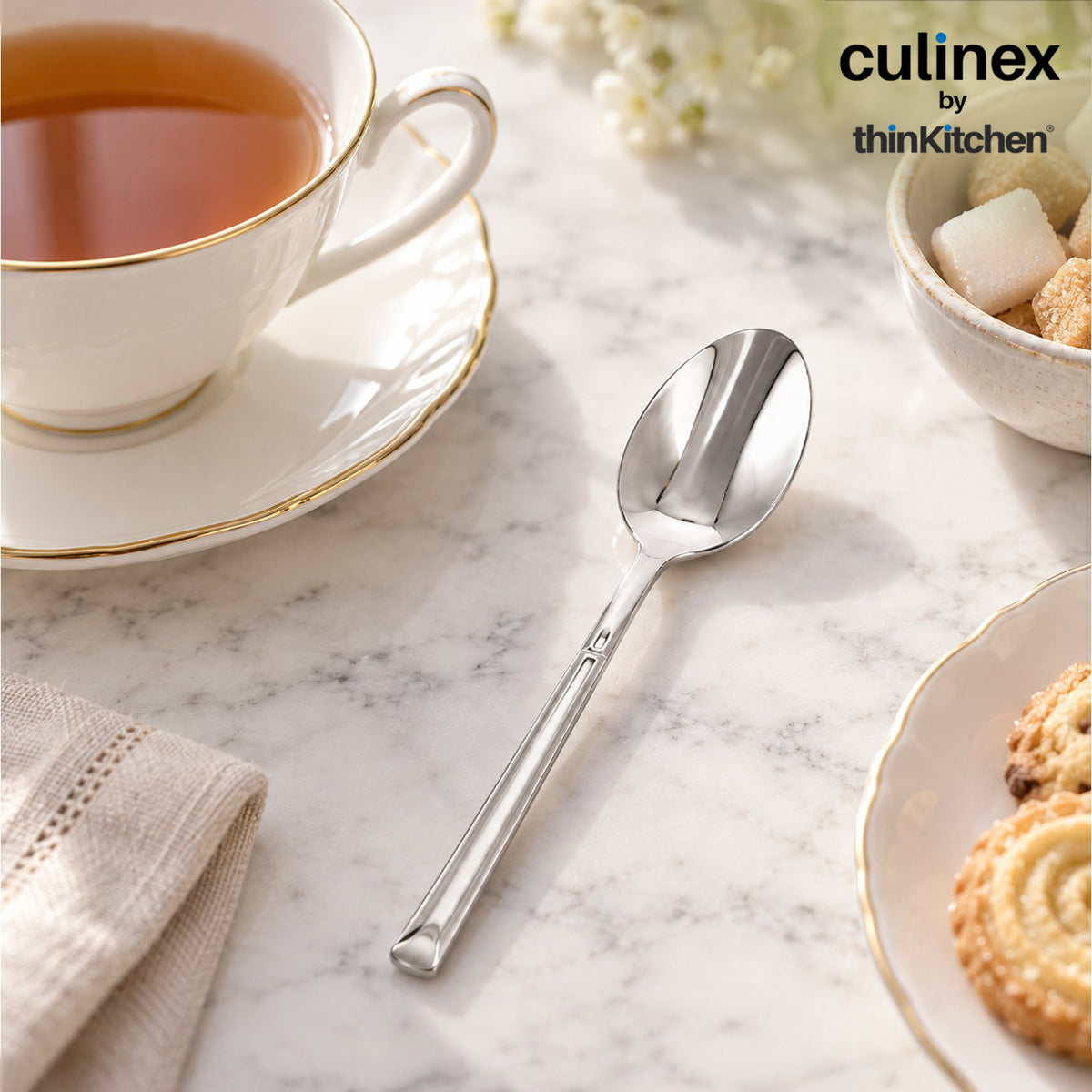 Culinex Nova 4 Pc Premium 6" Tea Spoon Set, 18/8 Stainless Steel Small Teaspoons for Tea, Coffee & Desserts