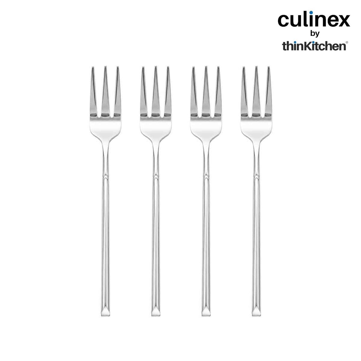 Culinex Nova 4 Pc Premium 6" Tea Fork Set, 18/8 Steel Small Dessert, Cake, Pastry & Snack Forks