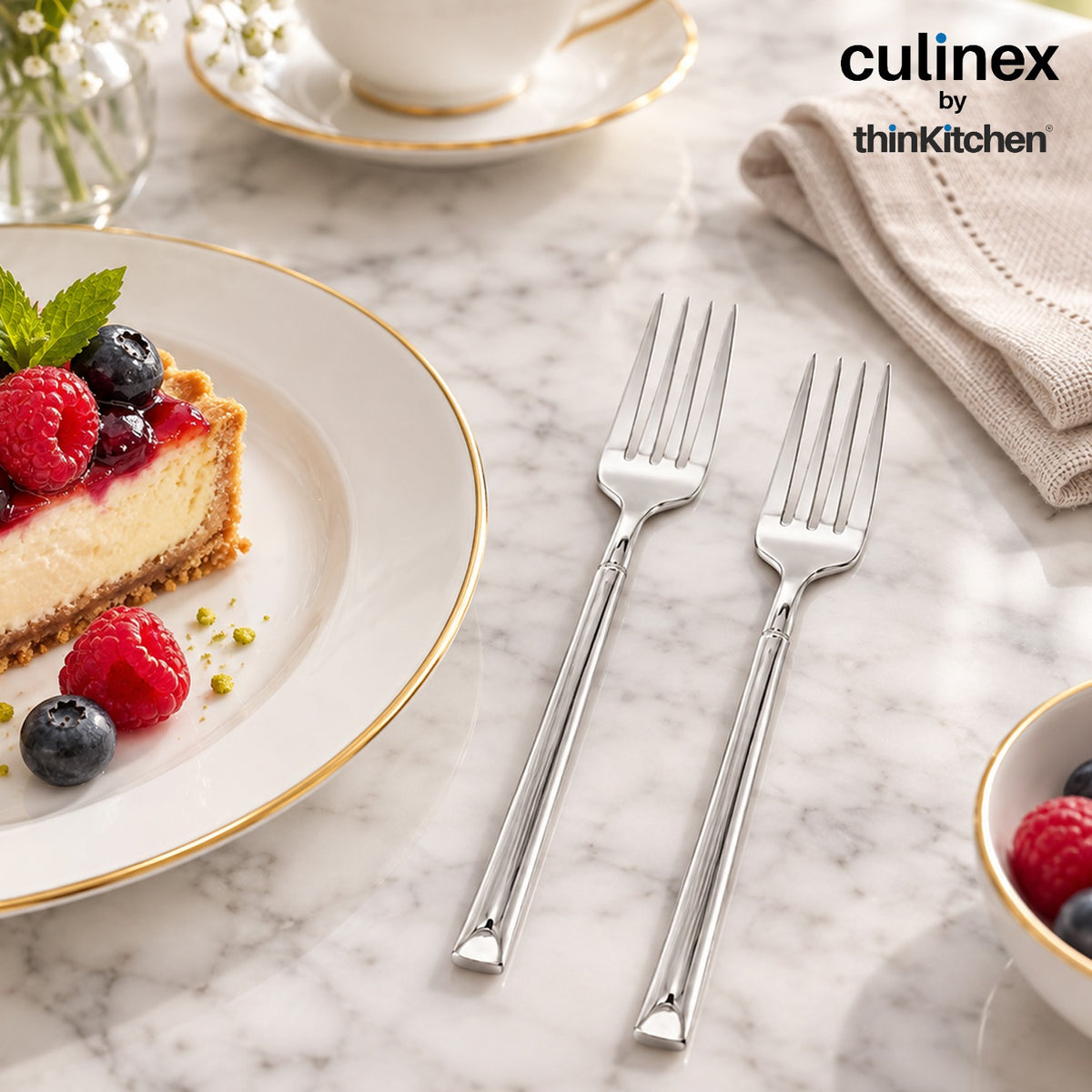 Culinex Nova 2 Pc Premium 8" Table Fork Set of 2, 18/8 Stainless Steel Dinner & Serving Forks