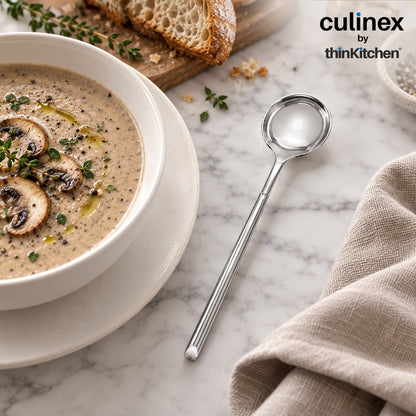 Culinex Nova 4 Pc Premium 8" Soup Spoon Set, 18/8 Stainless Steel Large Soup Spoons for Kitchen & Dining