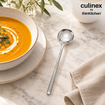 Culinex Nova 4 Pc Premium 8" Soup Spoon Set, 18/8 Stainless Steel Large Soup Spoons for Kitchen & Dining