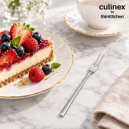 Culinex Nova 4 Pc Premium 6" Fruit Fork Set, 18/8 Stainless Steel | Small Dessert, Cake & Appetizer Forks
