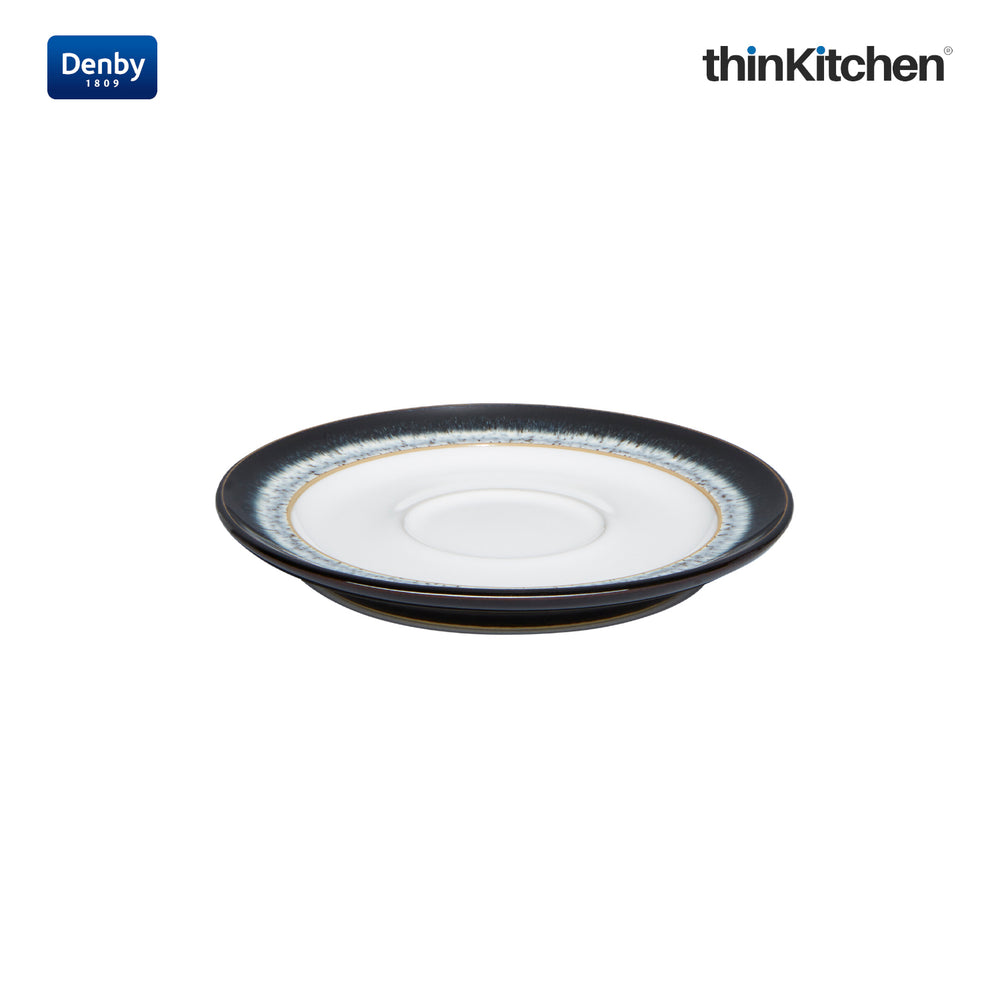 Denby Black & White Halo Premium Handmade Stoneware Saucer, 16.5cm, Crafted in UK