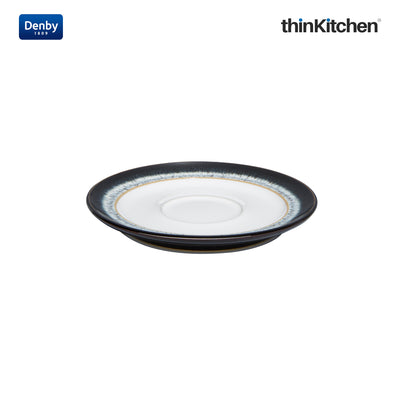 Denby Black & White Halo Premium Handmade Stoneware Saucer, 16.5cm, Crafted in UK