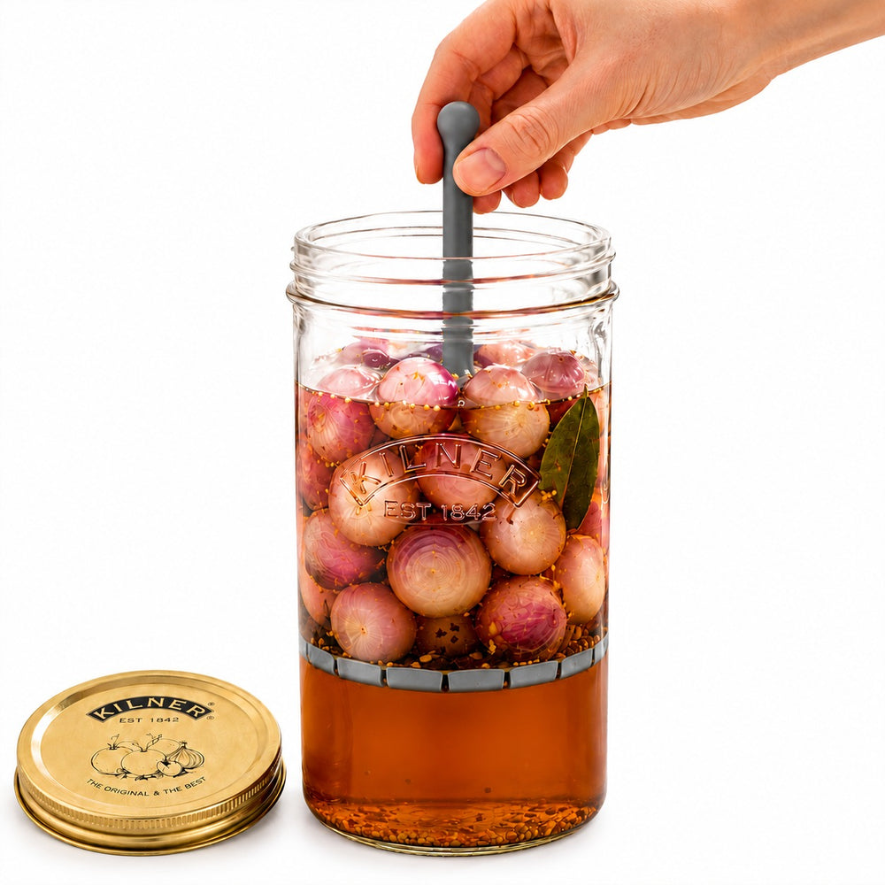 Kilner Premium 1 Litre Glass Pickle Jar with Lifter and Screw Lid for Pickles, Achaar