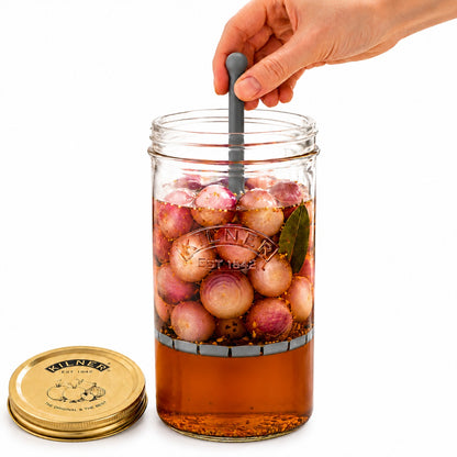 Kilner Premium 1 Litre Glass Pickle Jar with Lifter and Screw Lid for Pickles, Achaar