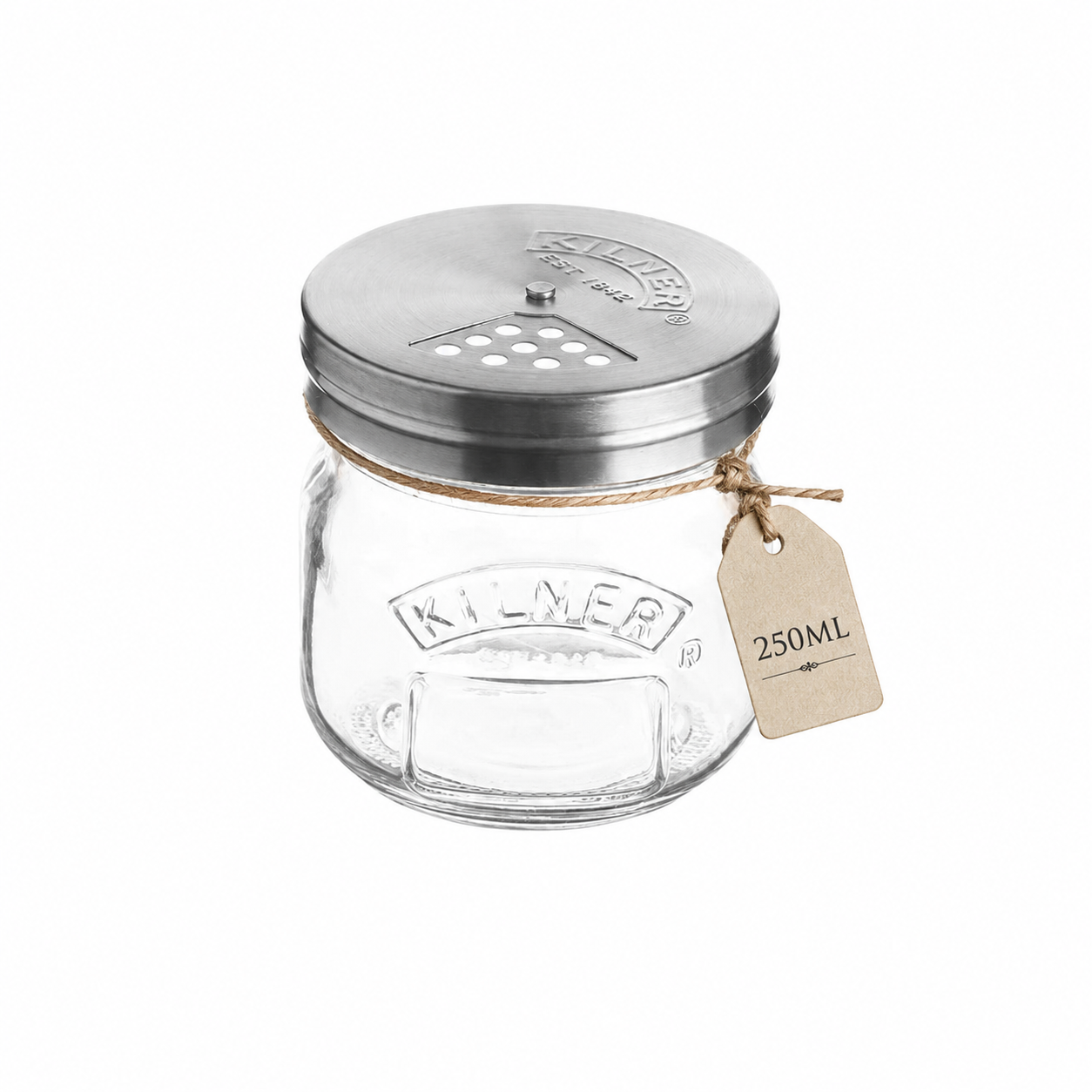 Kilner 250ml Airtight, Leakproof Premium Glass Jar with Stainless Steel Shaker Lid for Spices, Herbs & Sprinkles - 8