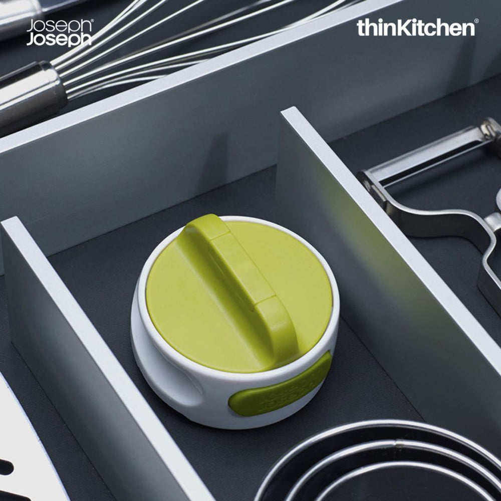 Joseph Joseph Compact Tin Can Opener with Easy Twist Release, Stainless Steel Mechanism - Grey