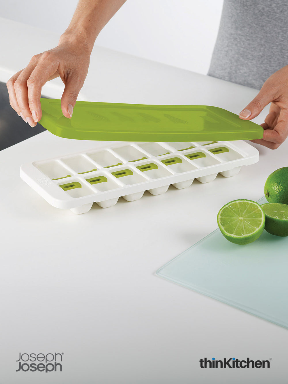 Joseph Joseph Quick Snap Plus Plastic Ice Cube Tray, Green | Easy Release Design