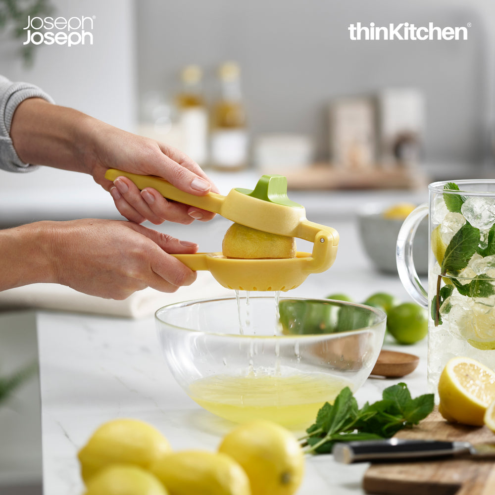 Joseph Joseph Dual-action Manual Citrus Juicer - Yellow, JuiceMax | Hand Juicer for Fresh Juice, Twist Reamer