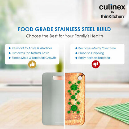 Premium Stainless Steel Chopping Board 1.5 mm Thick – 12 x 14 Inches | Food-Grade Metal Kitchen Cutting Board