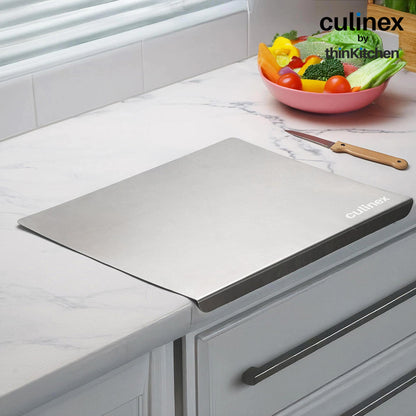 Premium Stainless Steel Counter Top Chopping Board 1.5 mm Thick – 12 x 16 Inches |  Heavy Duty Food-Grade Metal Kitchen Cutting Board