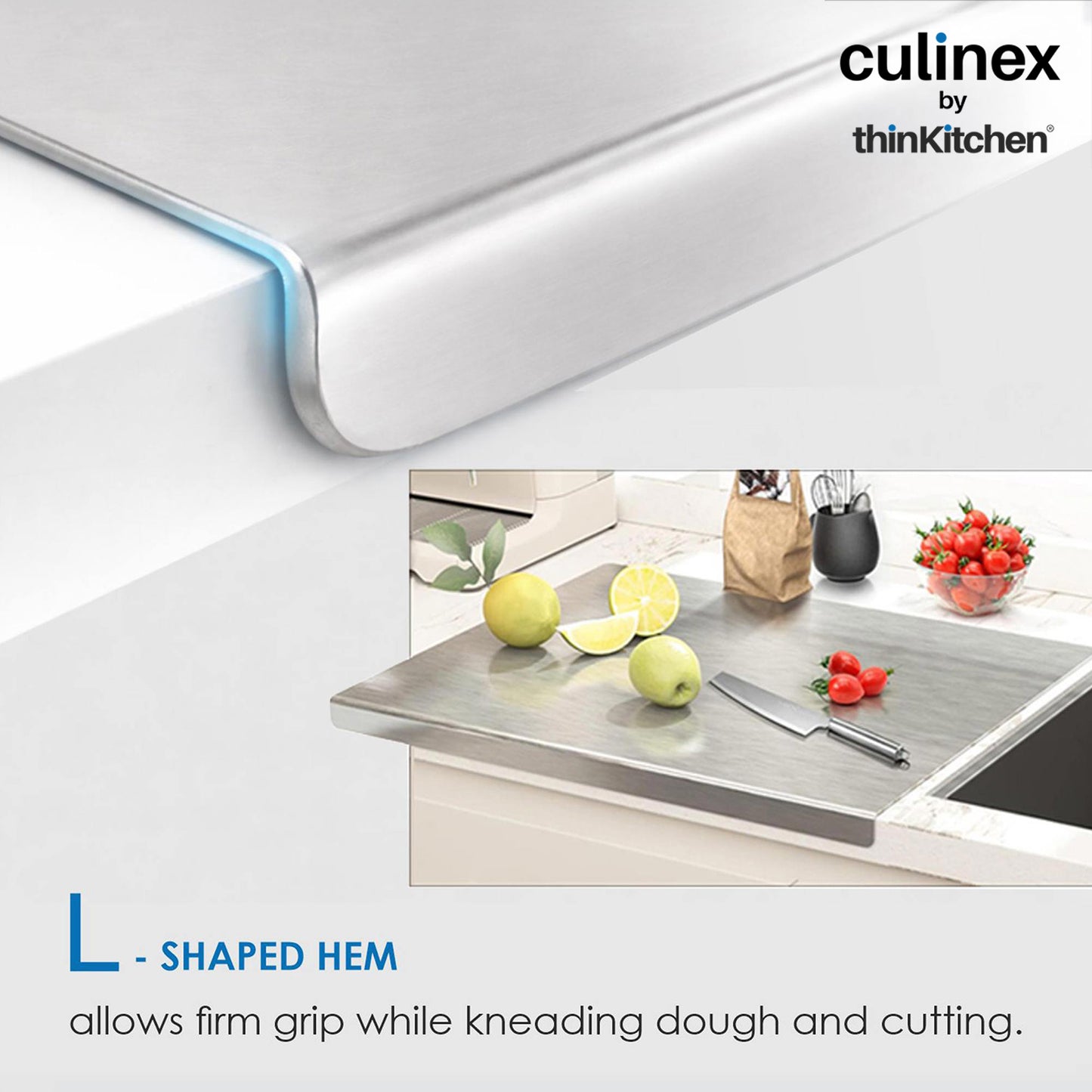 Premium Stainless Steel Counter Top Chopping Board 1.5 mm Thick – 12 x 16 Inches |  Heavy Duty Food-Grade Metal Kitchen Cutting Board