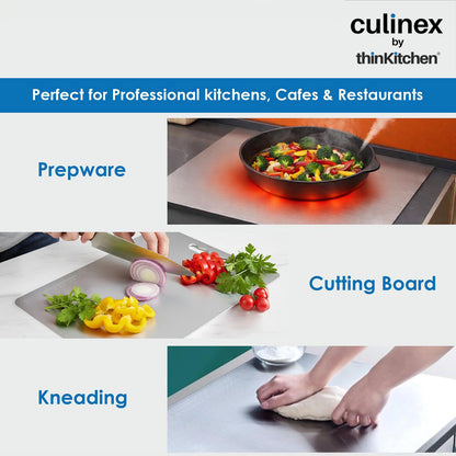 Premium Stainless Steel Counter Top Chopping Board 1.5 mm Thick – 12 x 16 Inches |  Heavy Duty Food-Grade Metal Kitchen Cutting Board
