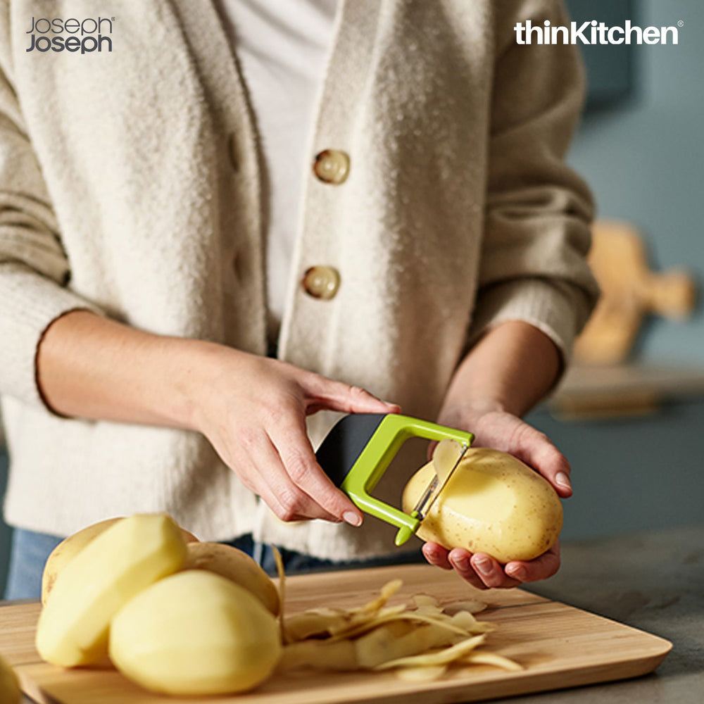Joseph Joseph Duo Easy-Grip Straight Vegetable Peeler, Green