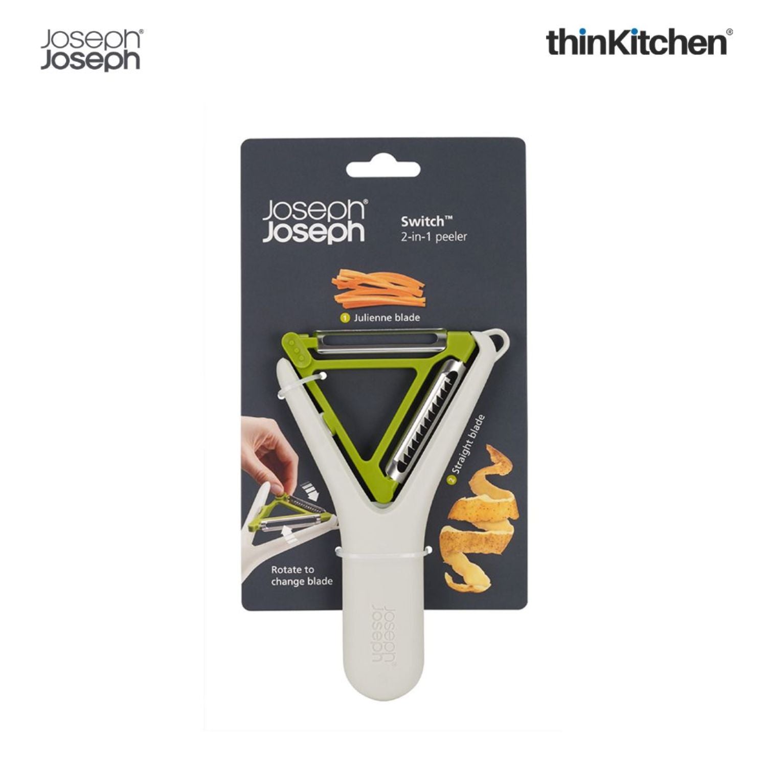 Joseph Joseph White & Green Stainless Steel Blade Switch 2-In-1 Peeler - 10