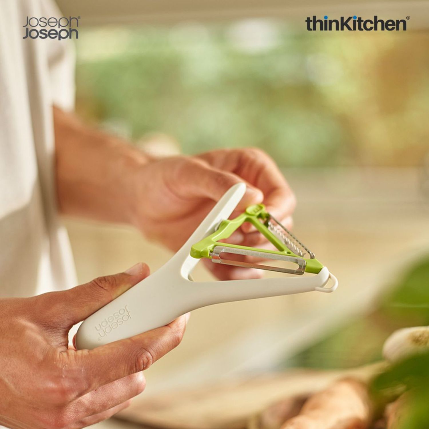 Joseph Joseph White & Green Stainless Steel Blade Switch 2-In-1 Peeler - 3