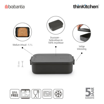 Brabantia Make Take Medium Lunch Box Dark Grey