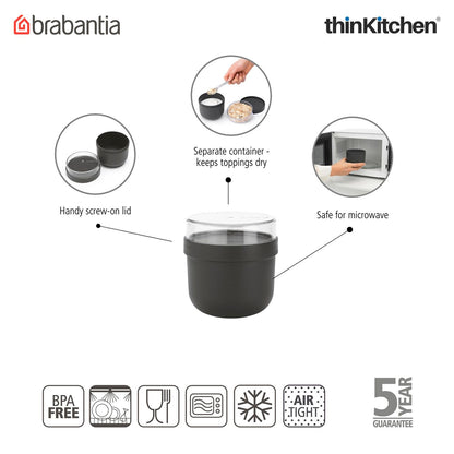 Brabantia Dark Grey Make & Take Breakfast Bowl, 0.5L