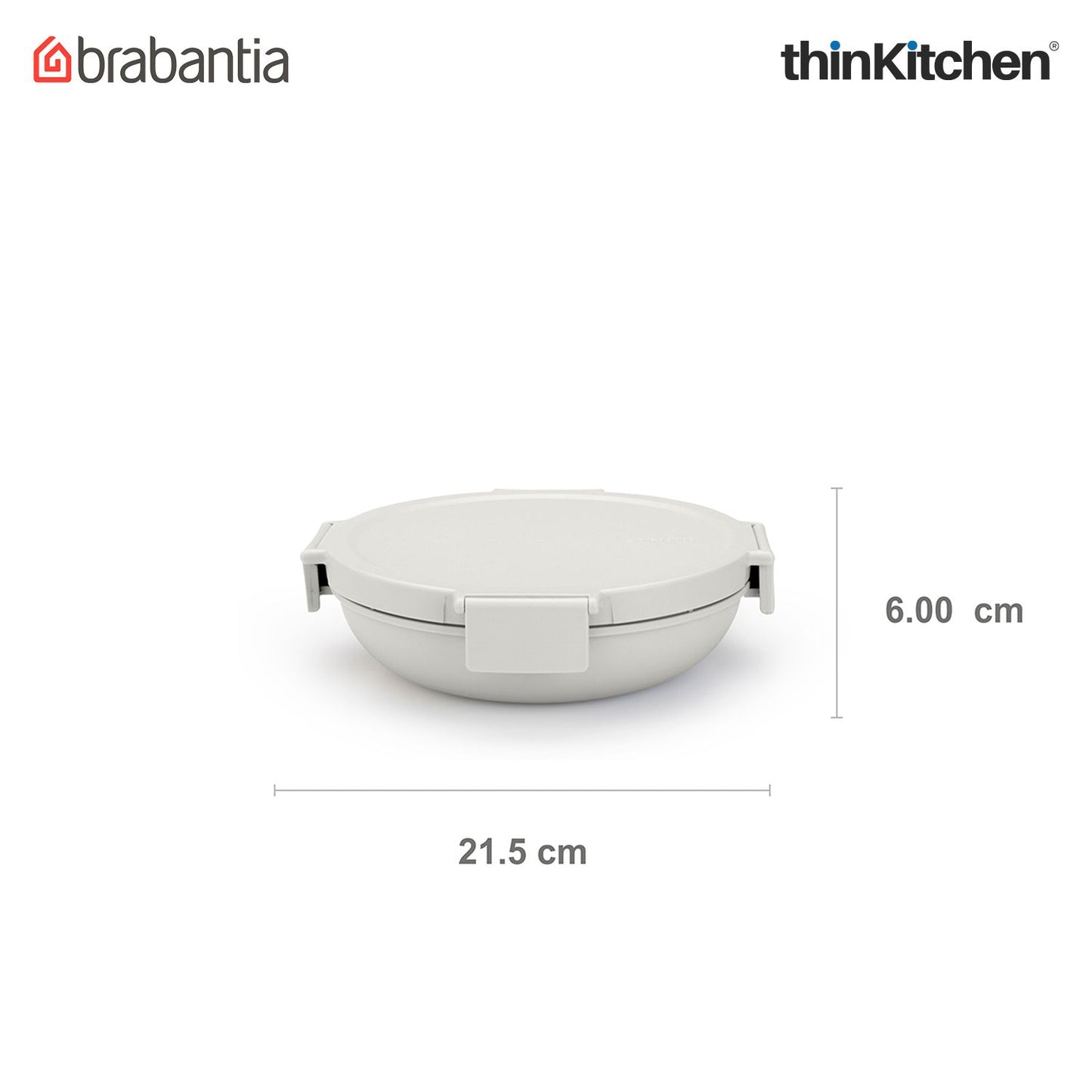 Brabantia Light Grey Make & Take Lunch Bowl, 1L, Plastic