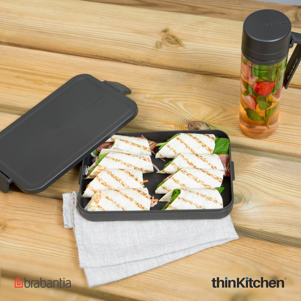 Brabantia 2 Piece Lunch Box and Water Bottle Set, Dark Grey