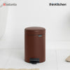 Brabantia, Waste Management, Dustbin, NewIcon Pedal Bin, 3 Litre, Plastic Bucket, Mineral Cosy Brown