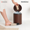 Brabantia, Waste Management, Dustbin, NewIcon Pedal Bin, 5 Litre, Plastic Bucket, Mineral Cosy Brown