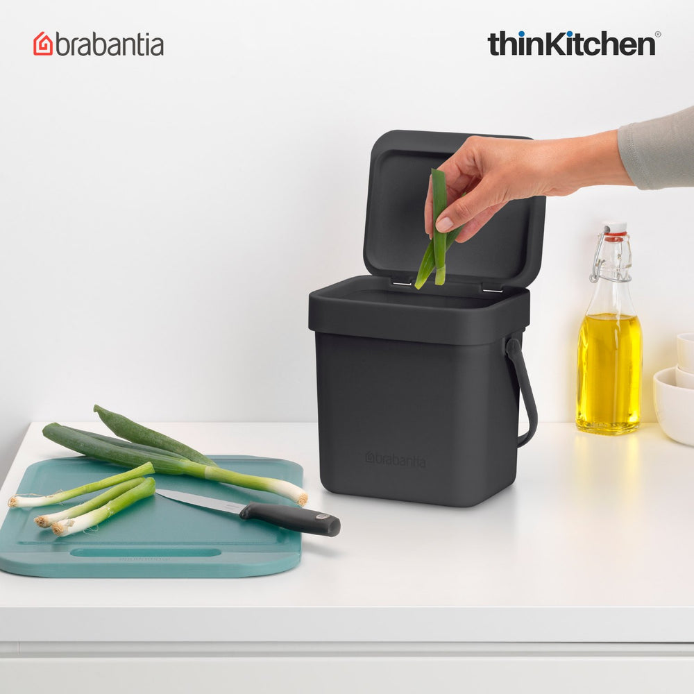 Brabantia 3 Litre Sort & Go Grey Plastic Waste Bin, Grey
