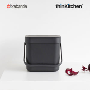 Brabantia Sort & Go Waste Bin, 3 litre, Grey