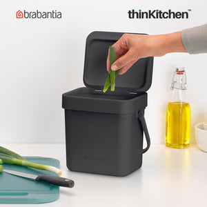 Brabantia Sort & Go Waste Bin, 3 litre, Grey