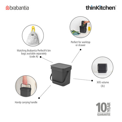 Brabantia Sort & Go Bin - 3 litre