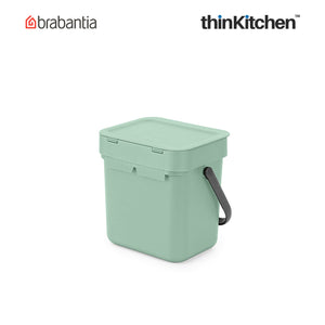 Brabantia Sort & Go Waste Bin, 3 litre, Jade Green