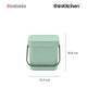 Brabantia Sort & Go Waste Bin, 3 litre, Jade Green