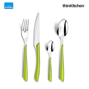 Amefa Eclat Metallic Stainless Steel Cutlery Set, 24-pc - Olive Green