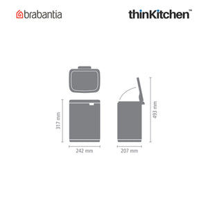 Brabantia BO Waste Bin, 7 litre, Matt Black