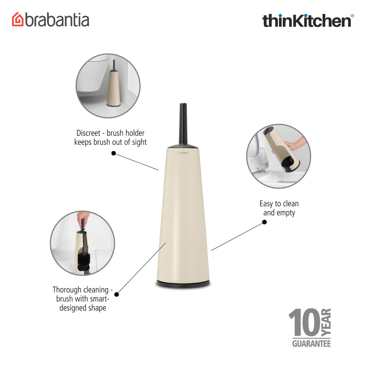 Brabantia Renew Toilet Brush And Holder - Soft Beige