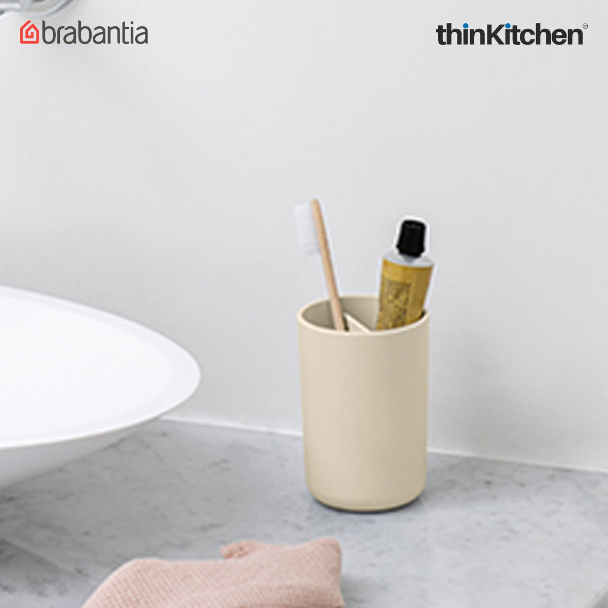 Brabantia Renew Toothbrush Holder, With Insert - Soft Beige