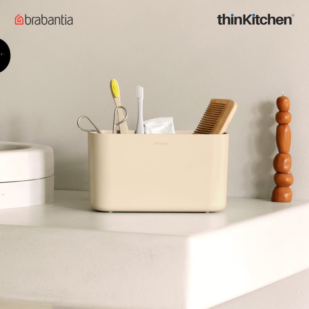 Brabantia Renew Bathroom Caddy, Soft Beige | Compact & Stylish Bathroom Organizer